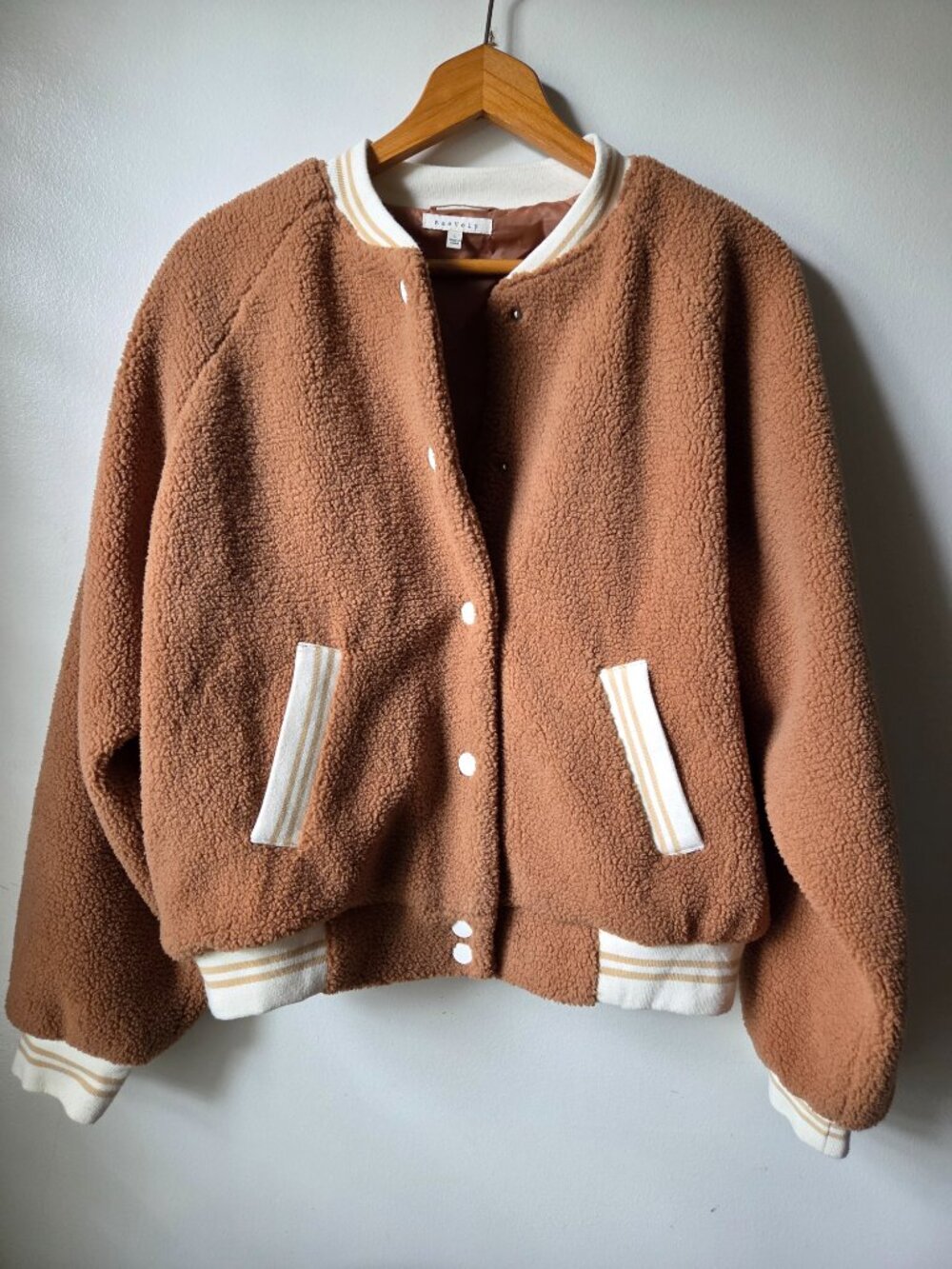 LIKE NEW BAEVELY TAN SHERPA BOMBER STYLE JACKET SIZE L